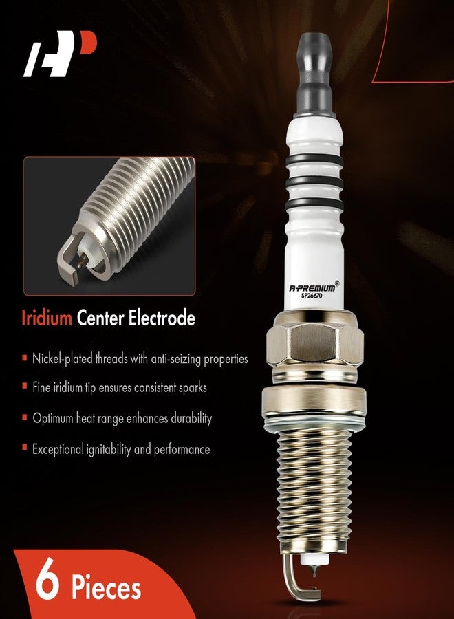 أ-بريميوم شمعات إشعال إيريديوم بلاتينيوم فائقة الجودة، متوافقة مع سيارات بورش كايمان 2006-2008، و911 2003-2006، وبوكستر 2005-2008، سعة 2.7 لتر، 3.2 لتر، 3.4 لتر، 3.6 لتر، عبوة من 6 قطع - Image 3